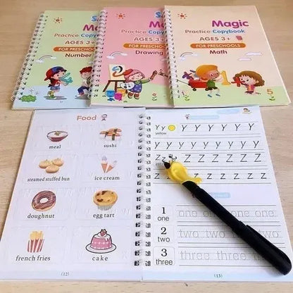 Sank Magic Book Practice Copybook, Number With Pen, 4 book, 1 Pen, 10 Refills